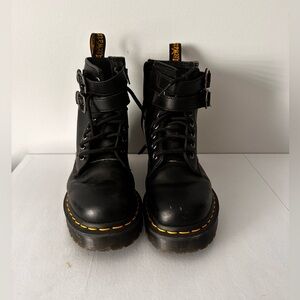 Dr. Martens Black Combat Boots with Yellow Accents